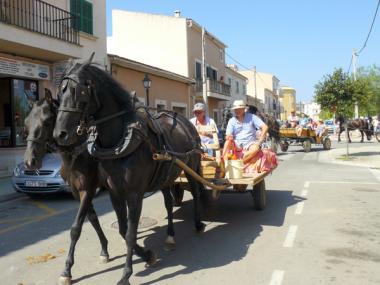 Un total de  150 persones anaren d’excursió a la platja de s’Amarador amb carro, cavalls, tractors, bicicletes i a peu