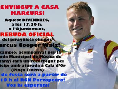 L’AJUNTAMENT INICIA ELS TRÀMITS PER CONCEDIR LA MEDALLA D’OR AL PIRAGÜISTA OLÍMPIC MARCUS COOPER
